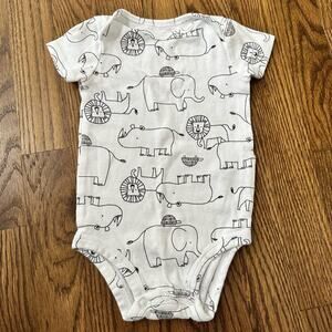 Carter’s white animal print onesie bodysuit, size 3-6 months